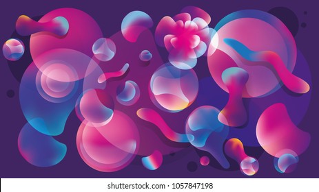 3d abstract vector background on the theme of science, laboratory, viruses, soap bubbles. Desktop background design. Concept of street art, graffiti. Web application design. Vector illustration 10 EPS