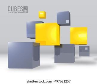 3d abstract vector digital cubes background. Realistic perspective elements design concept illustration