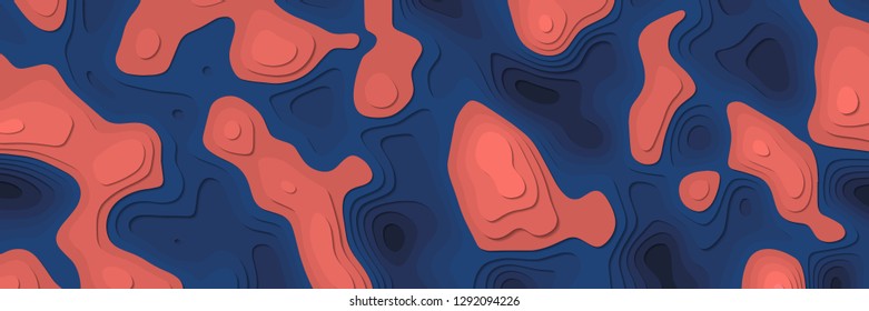 3D abstract vector illustration. Paper cut cover design. Colorful carving art - blue, coral, pink, violet. Eps10 - Vector