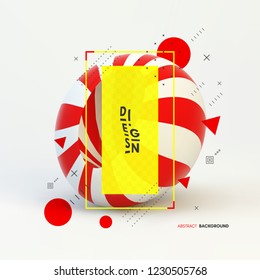 3d abstract vector illustration. Striped object.
