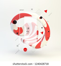 3d abstract vector illustration. Striped object. Cover design template.