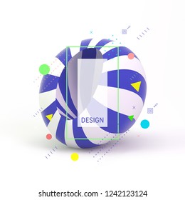 3d abstract vector illustration. Striped object. Cover design template.