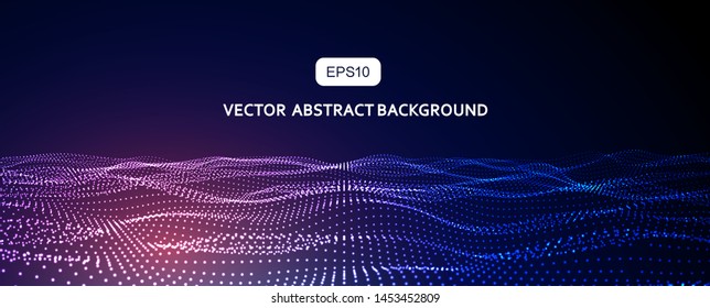 3D abstract vector particle wave background,Ai tech wire network futuristic wireframe. Artificial intelligence .
