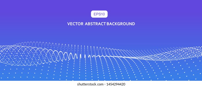 3D abstract vector particle wave background,Ai tech wire network futuristic wireframe. Artificial intelligence .