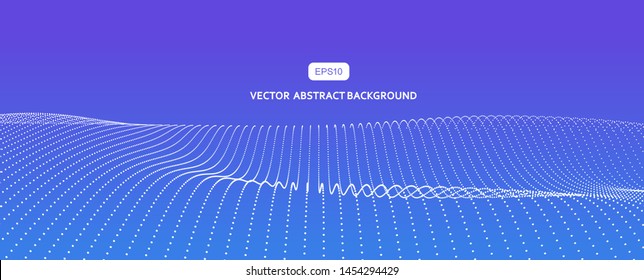 3D abstract vector particle wave background,Ai tech wire network futuristic wireframe. Artificial intelligence .