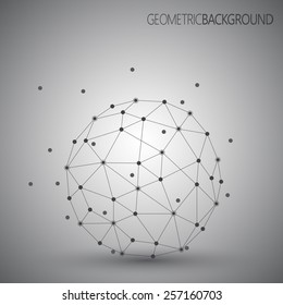 3D abstract vector technology. Geometric round unusual object on Grey background.
