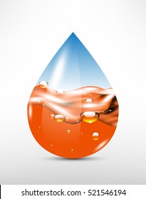 3D abstract water drop with air and oil.