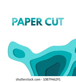 3d abstract wave background. Abstract colorful wave backdrop. Topography background with heights. Kids paper cut pattern design. Vector illustration