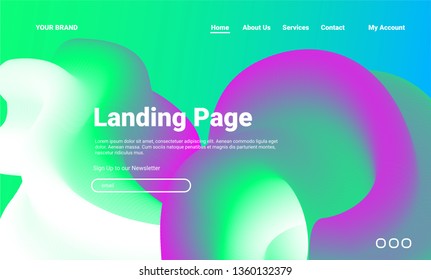 3D ABSTRACT WAVE COLOR LANDING PAGE. FUTURISTIC WEB DESIGN BACKGROUND.  COLORFUL HOMEPAGE TEMPLATE.