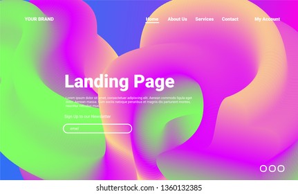 3D ABSTRACT WAVE COLOR LANDING PAGE. FUTURISTIC WEB DESIGN BACKGROUND.  COLORFUL HOMEPAGE TEMPLATE.
