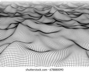3D abstract  wave mesh. Futuristic vector concept. Technology background.