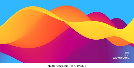 3D abstract wavy background with beautiful gradient colour transition. Dynamic wave. Vector illustration for banner, flyer, brochure, booklet, presentation or website design.