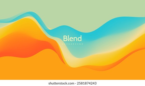 3D abstract wavy background with beautiful gradient colour transition. Dynamic wave. Vector illustration for banner, flyer, brochure, booklet, presentation or website design.