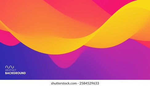 3D abstract wavy background with beautiful gradient colour transition. Dynamic wave. Vector illustration for banner, flyer, brochure, booklet, presentation or website design.