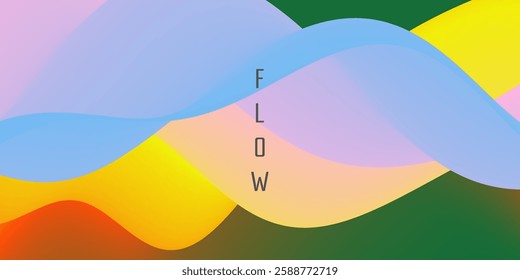3D abstract wavy background with beautiful gradient colour transition. Dynamic wave. Vector illustration for banner, flyer, brochure, booklet, presentation or website design.