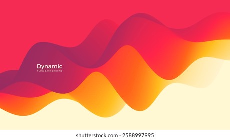 3D abstract wavy background with beautiful gradient colour transition. Dynamic wave. Modern screen design. Vector illustration for banner, flyer, brochure, booklet, presentation or website design.