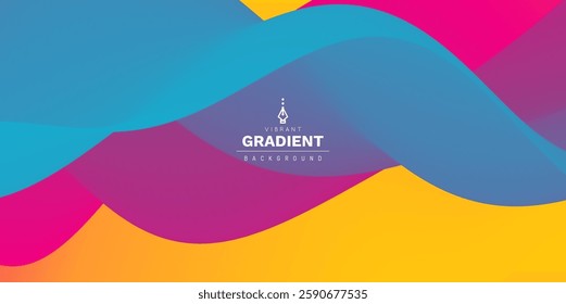 3D abstract wavy background with beautiful gradient colour transition. Dynamic wave. Vector illustration for banner, flyer, brochure, booklet, presentation or website design.