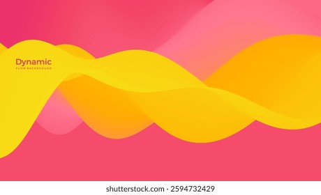 3D abstract wavy background with beautiful gradient colour transition. Dynamic wave. Vector illustration for banner, flyer, brochure, booklet, presentation or website design.