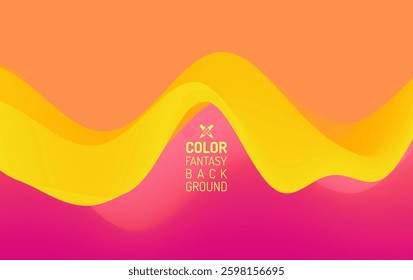 3D abstract wavy background with beautiful gradient colour transition. Dynamic wave. Vector illustration for banner, flyer, brochure, booklet, presentation or website design.