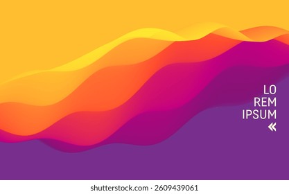 3D abstract wavy background with beautiful gradient colour transition. Dynamic wave. Vector illustration for banner, flyer, brochure, booklet, presentation or website design.