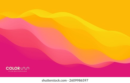 3D abstract wavy background with beautiful gradient colour transition. Dynamic wave. Vector illustration for banner, flyer, brochure, booklet, presentation or website design.