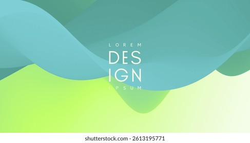 3D abstract wavy background with beautiful gradient colour transition. Dynamic wave. Vector illustration for banner, flyer, brochure, booklet, presentation or website design.