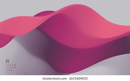 3D abstract wavy background with beautiful gradient colour transition. Dynamic wave. Vector illustration for banner, flyer, brochure, booklet, presentation or website design.