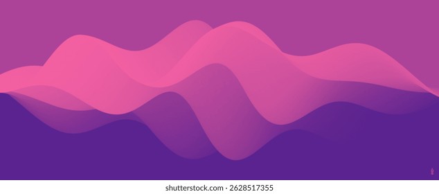 Fundo ondulado abstrato 3D com bela transição de cor gradiente. Onda dinâmica. Ilustração vetorial para banner, folheto, brochura, livreto, apresentação ou design de site.