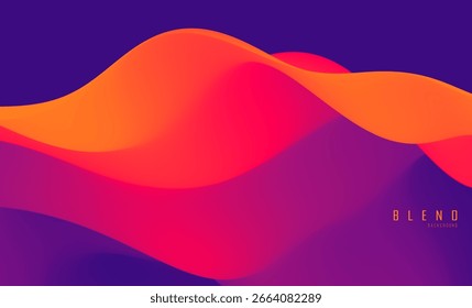 Fondo ondulado abstracto 3D con hermosa transición de color degradado. Onda dinámica. Ilustración vectorial para Anuncio, flyer, folleto, folleto, presentación o diseño de Sitio web.