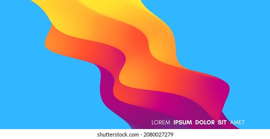 Fondo ondulado abstracto 3D con colores gradientes modernos. Ola de sonido de movimiento. Ilustración vectorial para banner, volante, folleto, folleto, presentación o diseño de sitios web. 