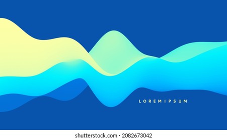 3D abstract wavy background with modern gradient colors. Motion sound wave. Vector illustration for banner, flyer, brochure, booklet, presentation or websites design. 