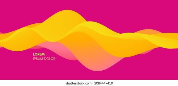 3D abstract wavy background with modern gradient colors. Motion sound wave. Vector illustration for banner, flyer, brochure, booklet, presentation or websites design. 