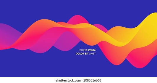 3D abstract wavy background with modern gradient colors. Motion sound wave. Vector illustration for banner, flyer, brochure, booklet, presentation or websites design. 