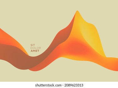 3D abstract wavy background with modern gradient colors. Motion sound wave. Vector illustration for banner, flyer, brochure, booklet, presentation or websites design. 