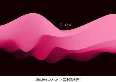 3D abstract wavy background with modern gradient colors. Motion sound wave. Vector illustration for banner, flyer, brochure, booklet, presentation or websites design. 