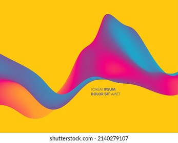 3D abstract wavy background with modern gradient colors. Motion sound wave. Vector illustration for banner, flyer, brochure, booklet, presentation or websites design. 