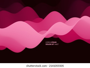 Fondo ondulado abstracto 3D con colores gradientes modernos. Ola de sonido de movimiento. Ilustración vectorial para banner, volante, folleto, folleto, presentación o diseño de sitios web. 