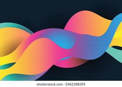 3D abstract wavy background with modern gradient colours. Motion sound wave. Vector illustration for banner, flyer, brochure, booklet, presentation