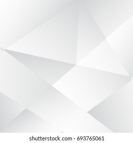 3D abstract white background. Gray paper origami pattern. Modern polygon background. Interior futuristic backdrop. Vector illustration. Geometric triangular backdrop. Trendy minimalistic design.