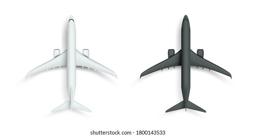 3D Abstract White And Black Airplane Isolated. EPS10 Vector