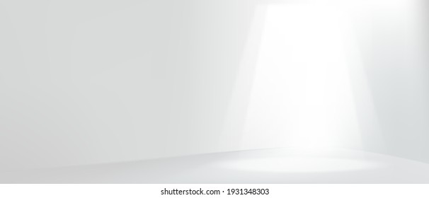 3D Abstract white empty room background for poster, advertising, greeting card. Vector illustration with copy space.