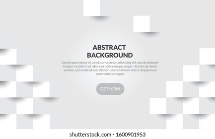3D Abstract white geometric shape with gray and white cubes.Brick wall squares texture.Panoramic Solid Surface background.Creative design minimal modern wallpaper and banner , Vector illutration