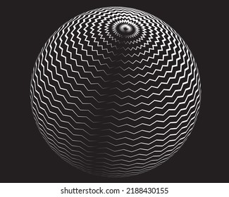 3d Abstract .White Texture with wavy, billowy lines. Optical art background. Wave design black and white. Tire Tracks. Vector illustration