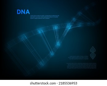 3D Abstract Wireframe DNA Molecule. Medical Banner Template. EPS10 Vector