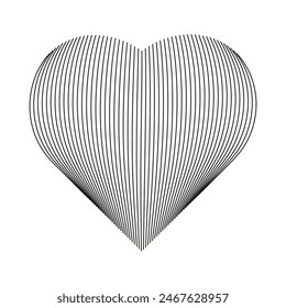 3D Abstract Wireframe Heart isolated on transparent background. 3D Geometric Heart can used t-shirt print. Valentine's Day concept. Vector. Editable stroke.