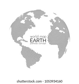 3d abstract world map planet, dots, global halftone concept.