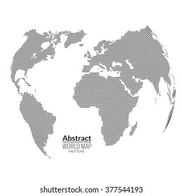 3d abstract world map planet, dots, global halftone concept. Vector map