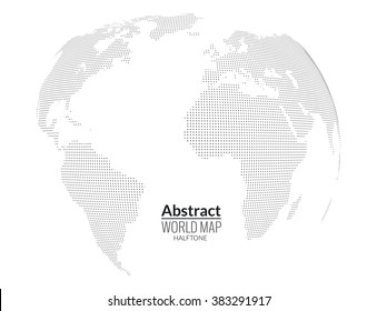 3d abstract world map planet, dots, global halftone concept.