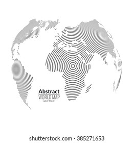 3d abstract world map planet, lines, global halftone concept. Earth world map. 