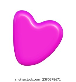 3d abstract y2k element heart. Plastic colorful playful doodle shape. 3d vector render.